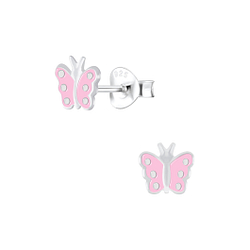 Silver Butterfly Stud Earrings - 6106