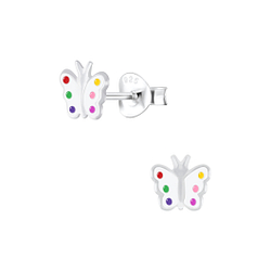 Silver Butterfly Stud Earrings - 6103