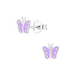 Silver Butterfly Stud Earrings - 6109