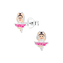 Silver Ballerina Stud Earrings - 6591