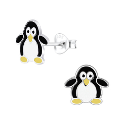 Silver Penguin Stud Earrings - 6351