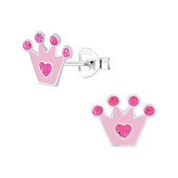 Silver Crown Stud Earrings - 6602