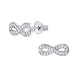 Silver Infinity Stud Earrings - 6666
