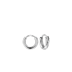 8mm Silver Hoop Earrings - 6619