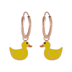 Silver Duck Charm Hoop Earrings - 6530