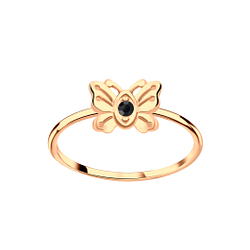 Silver Butterfly Crystal Ring - 5782