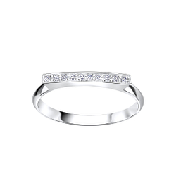 Silver Bar Cubic Zirconia Ring - 4577