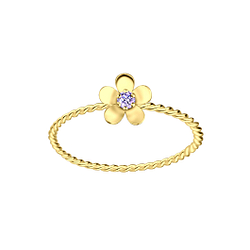 Silver Flower Cubic Zirconia Ring - 4299