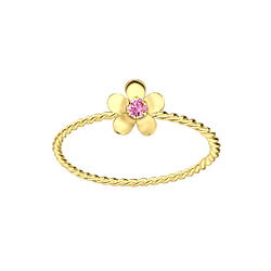 Silver Flower Cubic Zirconia Ring - 4297