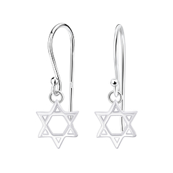 Silver Star Of David Earrings - 6716