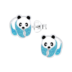 Silver Panda Stud Earrings - 6356