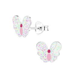 Silver Butterfly Stud Earrings - 6117