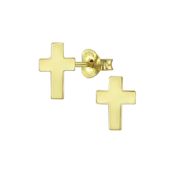Silver Cross Stud Earrings - 6623