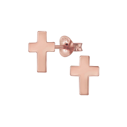 Silver Cross Stud Earrings - 6624
