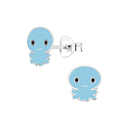 Silver Octopus Stud Earrings - 5922