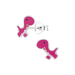 Silver Dinosaur Stud Earrings - 6042