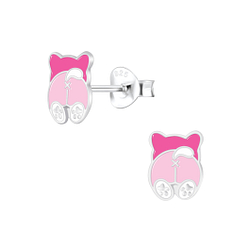 Silver Dog Stud Earrings - 6112