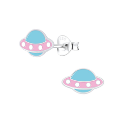Silver UFO Stud Earrings - 6756