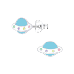 Silver UFO Stud Earrings - 6759