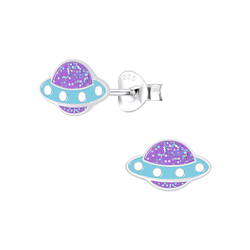 Silver UFO Stud Earrings - 6761