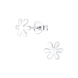 Silver Flower Stud Earrings - 6714