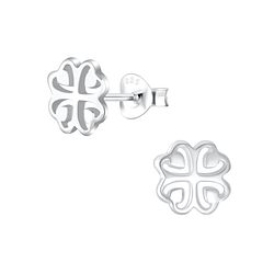 Silver Clover Stud Earrings - 6715
