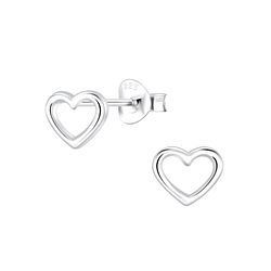 Silver Heart Stud Earrings - 6705