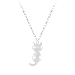 Silver Cat Necklace - 6730