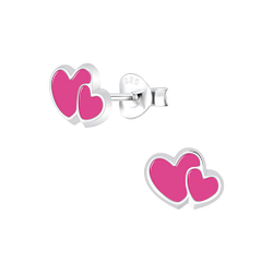 Silver Heart Stud Earrings - 5881