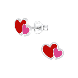 Silver Heart Stud Earrings - 5940