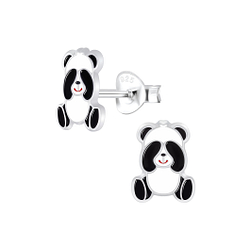 Silver Panda Stud Earrings - 6815
