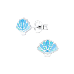 Silver Shell Stud Earrings - 6632