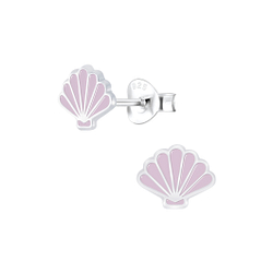 Silver Shell Stud Earrings - 6631