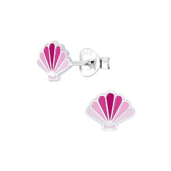 Silver Shell Stud Earrings - 6630