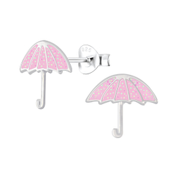Silver Umbrella Stud Earrings - 6129