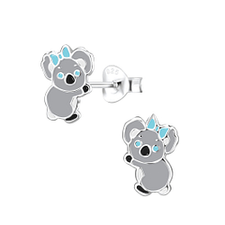 Silver Koala Stud Earrings - 6812