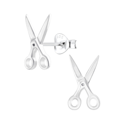 Silver Scissors Stud Earrings - 4368