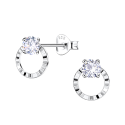 Silver Geometric Stud Earrings - 6883