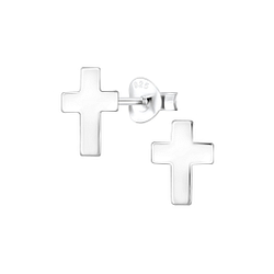 Silver Cross Stud Earrings - 6622