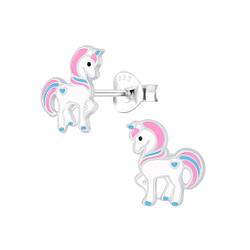 Silver Unicorn Stud Earrings - 6864