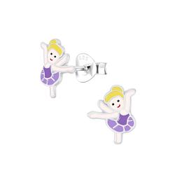 Silver Ballerina Stud Earrings - 6685