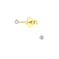 2mm Round Cubic Zirconia Silver Stud Earrings - 6853