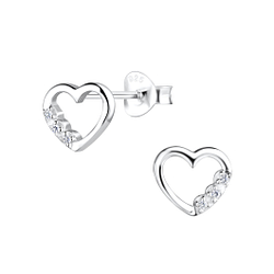 Silver Heart Stud Earrings - 6952 Silver Heart Stud Earrings - 6952