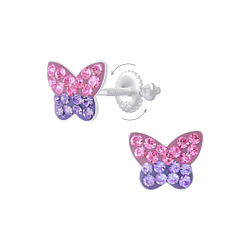 Silver Butterfly Screw Back Earrings - 6817