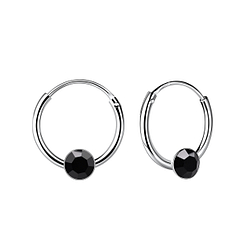 4mm Round Crystal Hoop Earrings - Wholesale - 6916