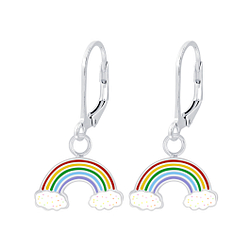 Silver Rainbow Lever Back Earrings - 6945