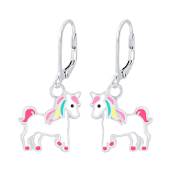 Silver Unicorn Lever Back Earrings - 6985 Silver Unicorn Lever Back Earrings - 6985