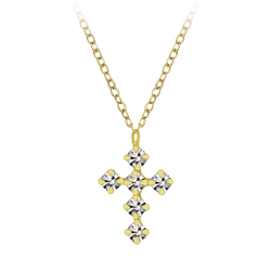 Silver Cross Crystal Necklace - 6919