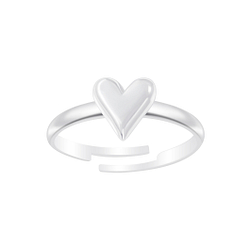 Silver Heart Adjustable Ring - 6935