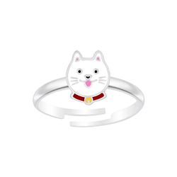 Silver Cat Adjustable Ring - 6994